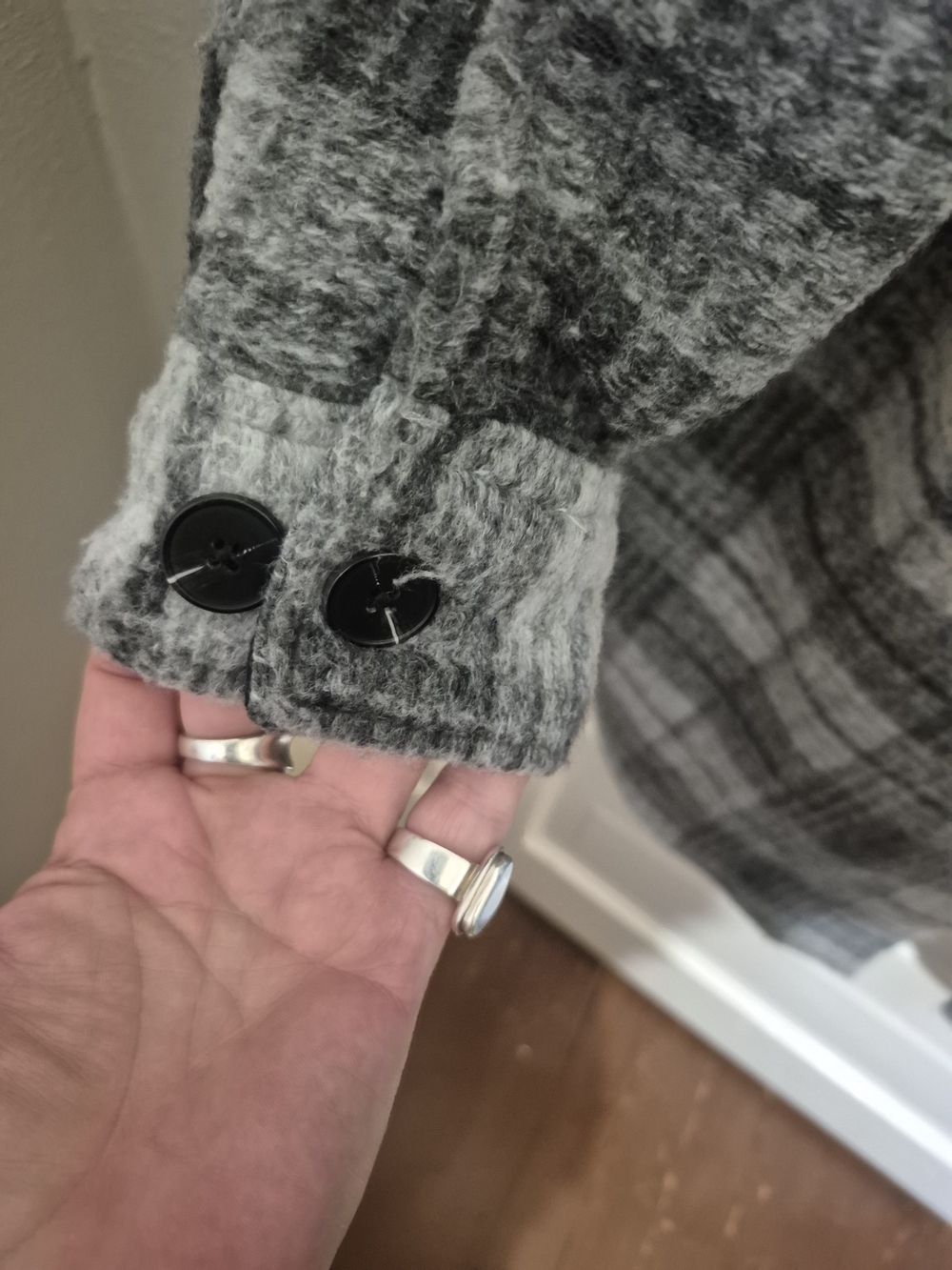 Dex Plaid Oversized Long Shacket Jacket Grey Black Size M - Picture 4 of 9